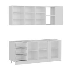 Minar 200Cm Köşe Mutfak Dolabı - Beyaz/Dore K200-D2