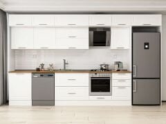 Alvinka 400X240 Cm Klasik Mebran Mutfak Dolabı Beyaz Beyaz Mb-E90S60S50-2 Mebran | Beyaz - Suntalam