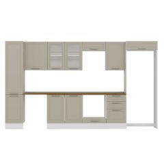 Alvinka 385X222 Cm Klasik Mebran Mutfak Dolabı Mbb-E90B45S50-3 Mebran | Kumtaşı - Suntalam