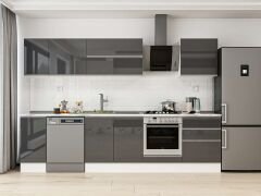 Alvinka 300X210 Cm High Gloss Mutfak Dolabı M-E80S40S60-2 High Gloss | Antrasit - Suntalam