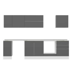 Alvinka 300X210 Cm High Gloss Mutfak Dolabı M-E80S40S60-2 High Gloss | Antrasit - Suntalam