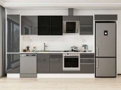 Alvinka 375X222 Cm High Gloss Mutfak Dolabı Mbb-E80B45S50-3 High Gloss | Antrasit - Suntalam