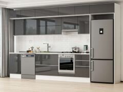 Alvinka 390X240 Cm High Gloss Mutfak Dolabı Mb-E90S50S50-1 High Gloss | Antrasit - Suntalam