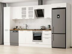 Alvinka 385X222 Cm Klasik Mebran Mutfak Dolabı Mbb-E90B45S50-3 Mebran | Beyaz - Mdf