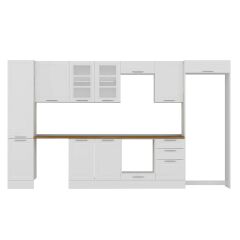 Alvinka 385X222 Cm Klasik Mebran Mutfak Dolabı Mbb-E90B45S50-3 Mebran | Beyaz - Mdf