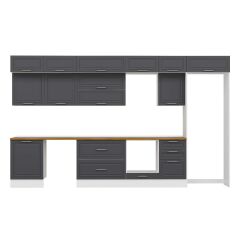 Alvinka 400X240 Cm Klasik Mebran Mutfak Dolabı Mb-E90S60S50-2 Mebran | Antrasit - Suntalam