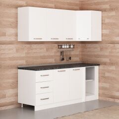 Minar 205Cm Köşe Mutfak Dolabı - Beyaz K205-B2