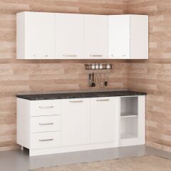 Minar 205Cm Köşe Mutfak Dolabı - Beyaz K205-B2