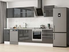 Alvinka 300X210 Cm High Gloss Mutfak Dolabı M-E80S40S60-2 High Gloss | Antrasit - Mdf