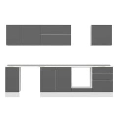 Alvinka 300X210 Cm High Gloss Mutfak Dolabı M-E80S40S60-2 High Gloss | Antrasit - Mdf