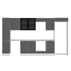 Alvinka 375X222 Cm High Gloss Mutfak Dolabı Mbb-E80B45S50-3 High Gloss | Antrasit - Mdf