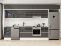 Alvinka 390X240 Cm High Gloss Mutfak Dolabı Mb-E90S50S50-1 High Gloss | Antrasit - Mdf