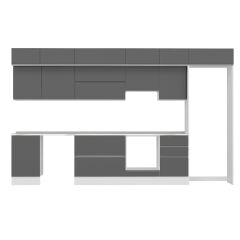 Alvinka 390X240 Cm High Gloss Mutfak Dolabı Mb-E90S50S50-1 High Gloss | Antrasit - Mdf