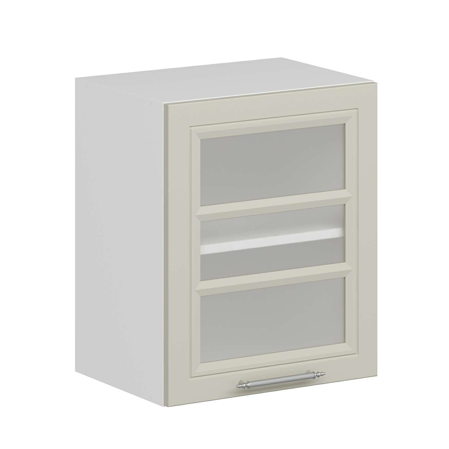 Alvinka Mutfak Modül Mbr_C Üst 1Dk1R 50-H60Cm Dolap Cam Beyaz Kumtaşı Mdf