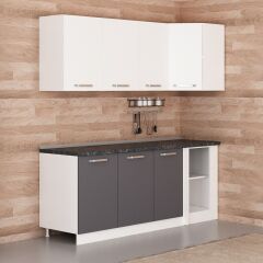 Minar 205Cm Köşe Mutfak Dolabı - Beyaz/Antrasit K205-A1