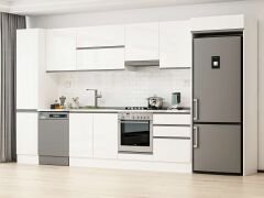 Alvinka 385X222 Cm High Gloss Mutfak Dolabı Mbb-E80B45S60-1 High Gloss | Beyaz - Suntalam