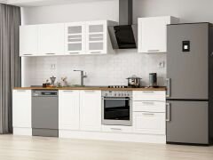 Alvinka 305X210 Cm Klasik Mebran Mutfak Dolabı Beyaz Beyaz M-E80S45S60-3 Mebran | Beyaz - Mdf