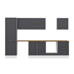 Alvinka 330X210 Cm Klasik Mebran Mutfak Dolabı Mb-E90B60S60-2 Mebran | Antrasit - Suntalam