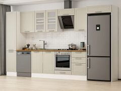 Alvinka 385X222 Cm Klasik Mebran Mutfak Dolabı Mbb-E90B45S50-3 Mebran | Kumtaşı - Mdf