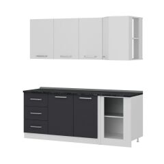 Minar 205Cm Köşe Mutfak Dolabı - Beyaz/Antrasit K205-A2