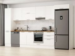 Alvinka 395X222 Cm Klasik Mebran Mutfak Dolabı Mbb-E90B45S60-1 Mebran | Beyaz - Suntalam