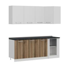 Minar 205Cm Köşe Mutfak Dolabı - Beyaz/Dore K205-D1