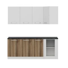 Minar 205Cm Köşe Mutfak Dolabı - Beyaz/Dore K205-D1