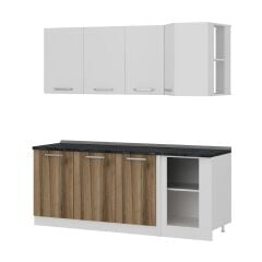 Minar 205Cm Köşe Mutfak Dolabı - Beyaz/Dore K205-D1