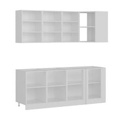 Minar 205Cm Köşe Mutfak Dolabı - Beyaz/Dore K205-D1