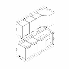 Minar 205Cm Köşe Mutfak Dolabı - Beyaz/Dore K205-D1