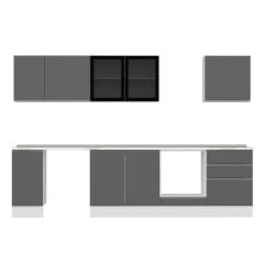 Alvinka 300X210 Cm High Gloss Mutfak Dolabı M-E80S40S60-3 High Gloss | Antrasit - Suntalam