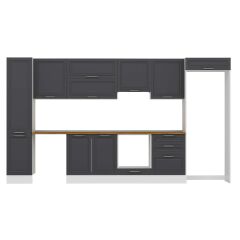 Alvinka 395X222 Cm Klasik Mebran Mutfak Dolabı Mbb-E90B45S60-1 Mebran | Antrasit - Suntalam