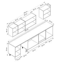 Alvinka 305X210 Cm Klasik Mebran Mutfak Dolabı M-E80S45S60-3 Mebran | Kumtaşı - Mdf