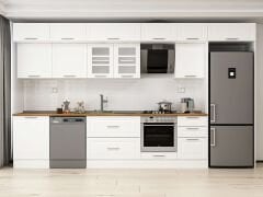 Alvinka 400X240 Cm Klasik Mebran Mutfak Dolabı Beyaz Beyaz Mb-E90S60S50-3 Mebran | Beyaz - Suntalam