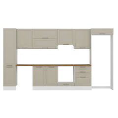 Alvinka 395X222 Cm Klasik Mebran Mutfak Dolabı Mbb-E90B45S60-1 Mebran | Kumtaşı - Suntalam