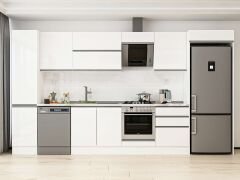 Alvinka 385X222 Cm High Gloss Mutfak Dolabı Mbb-E80B45S60-2 High Gloss | Beyaz - Suntalam