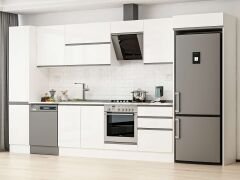 Alvinka 385X222 Cm High Gloss Mutfak Dolabı Mbb-E80B45S60-2 High Gloss | Beyaz - Mdf