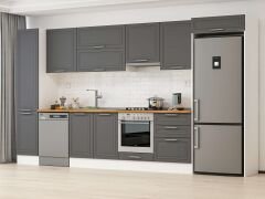 Alvinka 395X222 Cm Klasik Mebran Mutfak Dolabı Mbb-E90B45S60-1 Mebran | Antrasit - Mdf