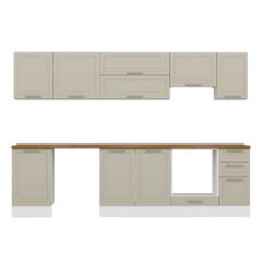 Alvinka 290X210 Cm Klasik Mebran Mutfak Dolabı Beyaz Beyaz M-E80S50S40-1 Mebran | Kumtaşı - Suntalam