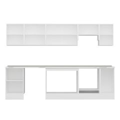 Alvinka 290X210 Cm Klasik Mebran Mutfak Dolabı Beyaz Beyaz M-E80S50S40-1 Mebran | Kumtaşı - Suntalam