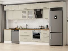 Alvinka 400X240 Cm Klasik Mebran Mutfak Dolabı Beyaz Beyaz Mb-E90S60S50-3 Mebran | Kumtaşı - Suntalam