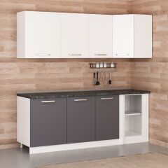 Minar 215Cm Köşe Mutfak Dolabı - Beyaz/Antrasit K215-A1