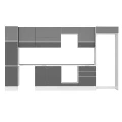 Alvinka 385X222 Cm High Gloss Mutfak Dolabı Mbb-E80B45S60-2 High Gloss | Antrasit - Suntalam