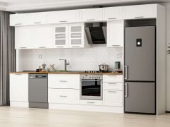 Alvinka 400X240 Cm Klasik Mebran Mutfak Dolabı Beyaz Beyaz Mb-E90S60S50-3 Mebran | Beyaz - Mdf