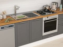 Alvinka 330X210 Cm Klasik Mebran Mutfak Dolabı Mb-E90B60S60-3 Mebran | Antrasit - Suntalam