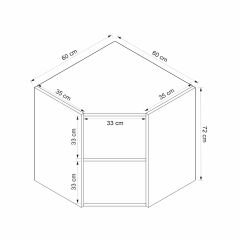 Alvinka Mutfak Modül Mbr_B Üst 1Dk1R 60-H72Cm Köşe Dolap Beyaz Beyaz Mdf