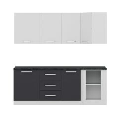 Minar 215Cm Köşe Mutfak Dolabı - Beyaz/Antrasit K215-A2