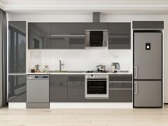 Alvinka 385X222 Cm High Gloss Mutfak Dolabı Mbb-E80B45S60-2 High Gloss | Antrasit - Mdf