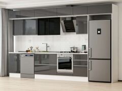 Alvinka 390X240 Cm High Gloss Mutfak Dolabı Mb-E90S50S50-3 High Gloss | Antrasit - Mdf