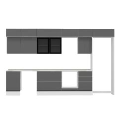 Alvinka 390X240 Cm High Gloss Mutfak Dolabı Mb-E90S50S50-3 High Gloss | Antrasit - Mdf